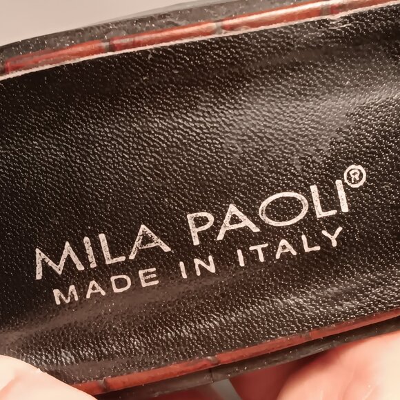 Mila Paoli women's Made in Italy Leather Low Block Heel Slide Sandals sz 9.5 B - Picture 12 of 14